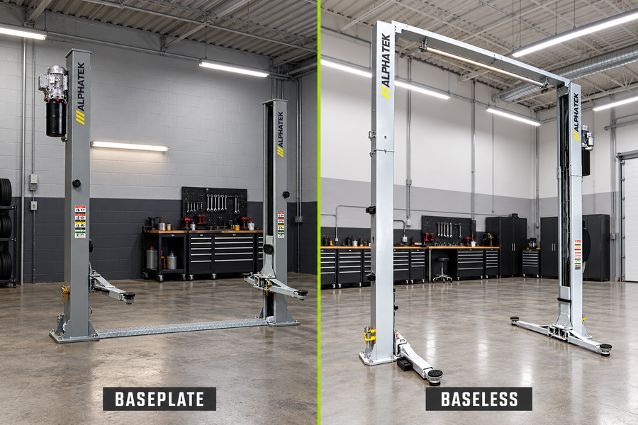 Baseplate vs Baseless Two-Post Lifts | Adler Guide