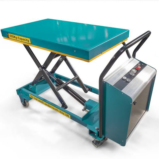 500kg smart trolley with scissor lifting platform, wheels and handle-mounted controls