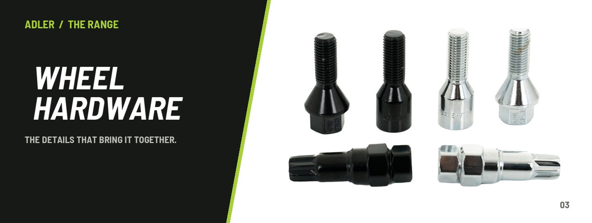Wheel hardware from the Adler range