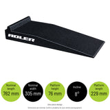 GSR15 - 76mm Jack Access Ramps with Stop — Nominal length: 762 mm; Nominal width: 305 mm; Platform height: 76 mm; Incline: 8°; Platform length: 229 mm. One-piece design Dimensions are nominal. Confirm suitability for your vehicle and equipment.