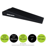 TRR3 - 152mm Trailer Ramps — Nominal length: 1143 mm; Nominal width: 350 mm; Nominal height: 152 mm; Incline: 8°; Rear recess: 127 mm. One-piece design Dimensions are nominal. Confirm suitability for your vehicle and equipment.