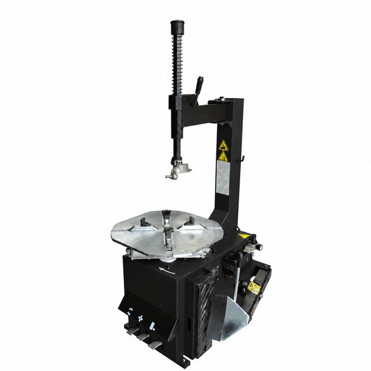 Matt black tyre changing machine with rotating clamp table and bead breaker
