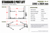 Standard 4 Tonne 2-Post Vehicle Lift